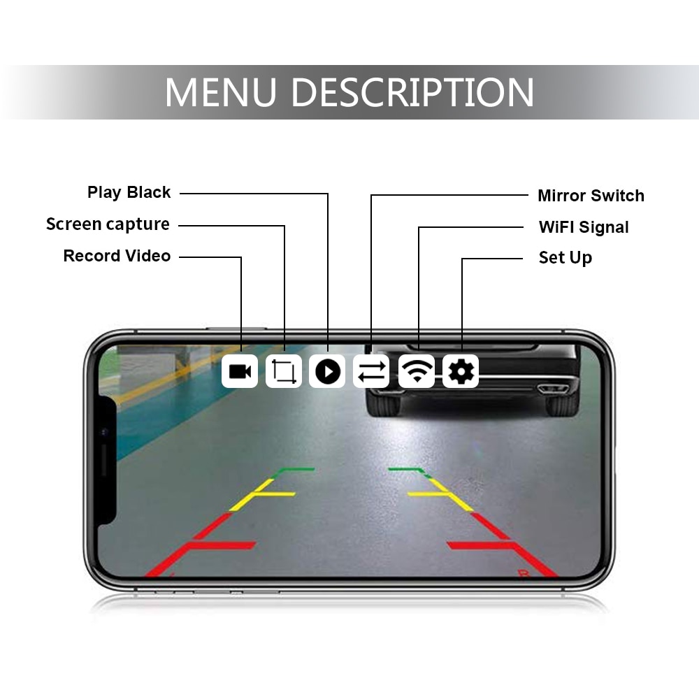 Car WIFI Reverse Camera HD Wireless Car Rear View Parking Camera DVR Dash Cam For Android and IOS phones and tablets