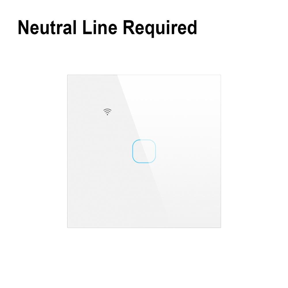 Tuya Alexa Wifi App Smart Wifi Google Home Licht Schakelaar 110V 220V Eu Us Type Neutrale Draad Is nodig: 1 Gang EU White