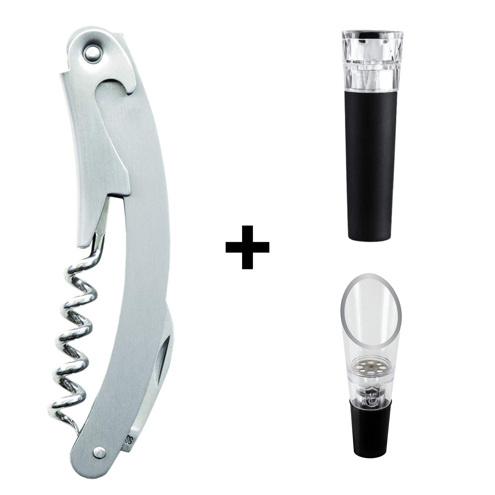 3- pakning servitørkorketrekker vinåpner i rustfritt stål, tre-i-ett korketrekker, flaskeåpner og taggete foliekutter, restaurant: Grønn