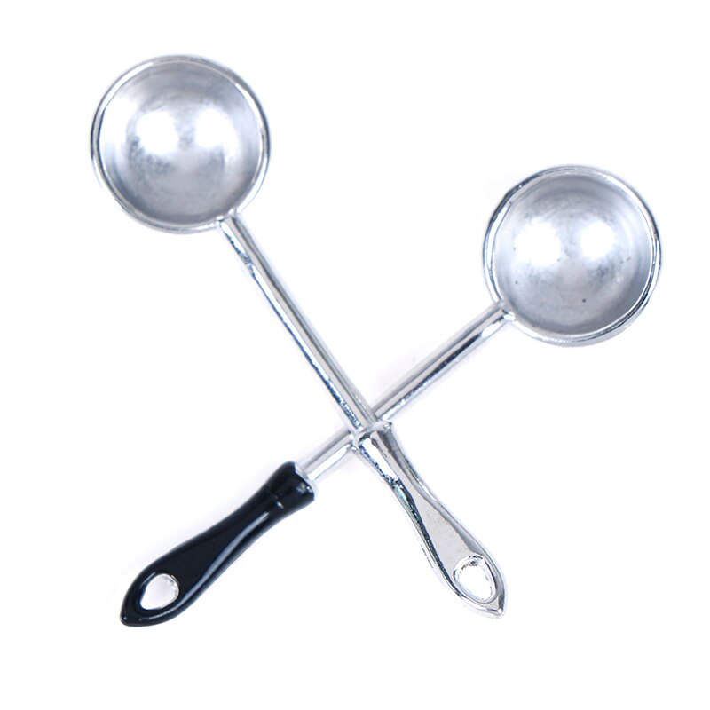 2Pcs 1/12 Poppenhuis Miniatuur Accessoires Mini Schop Soeplepel mini roerbak lepel koken lepel