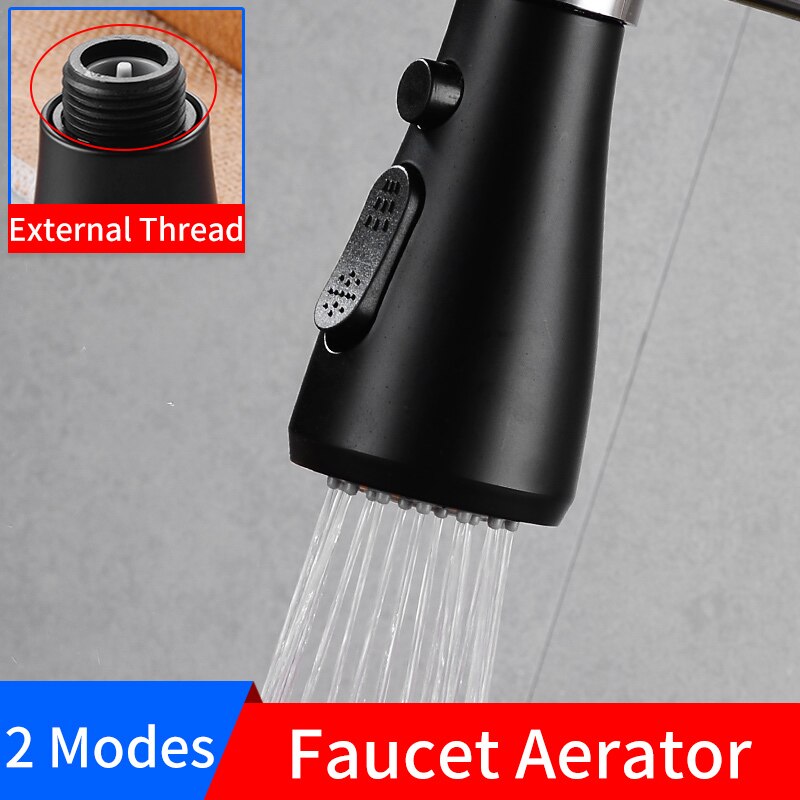 Torneira da cozinha aerador 2 modos de poupança água torneira aerador 360 graus cabeça do aerador da pia ajustável bocal filtro difusor: A-Black