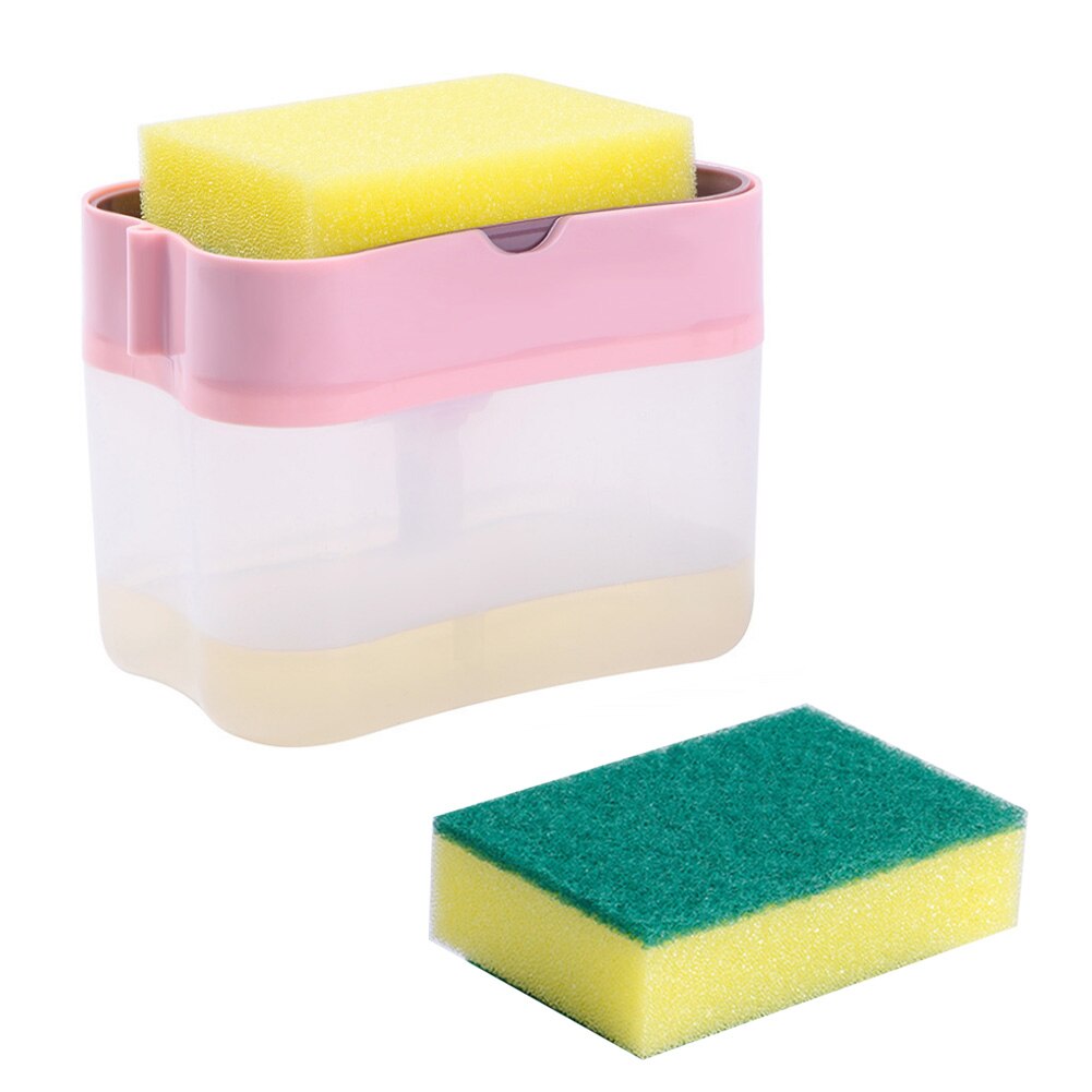 Küche Seife Spülmittel Presse Spender Container mit Reinigung Pads: Rosa