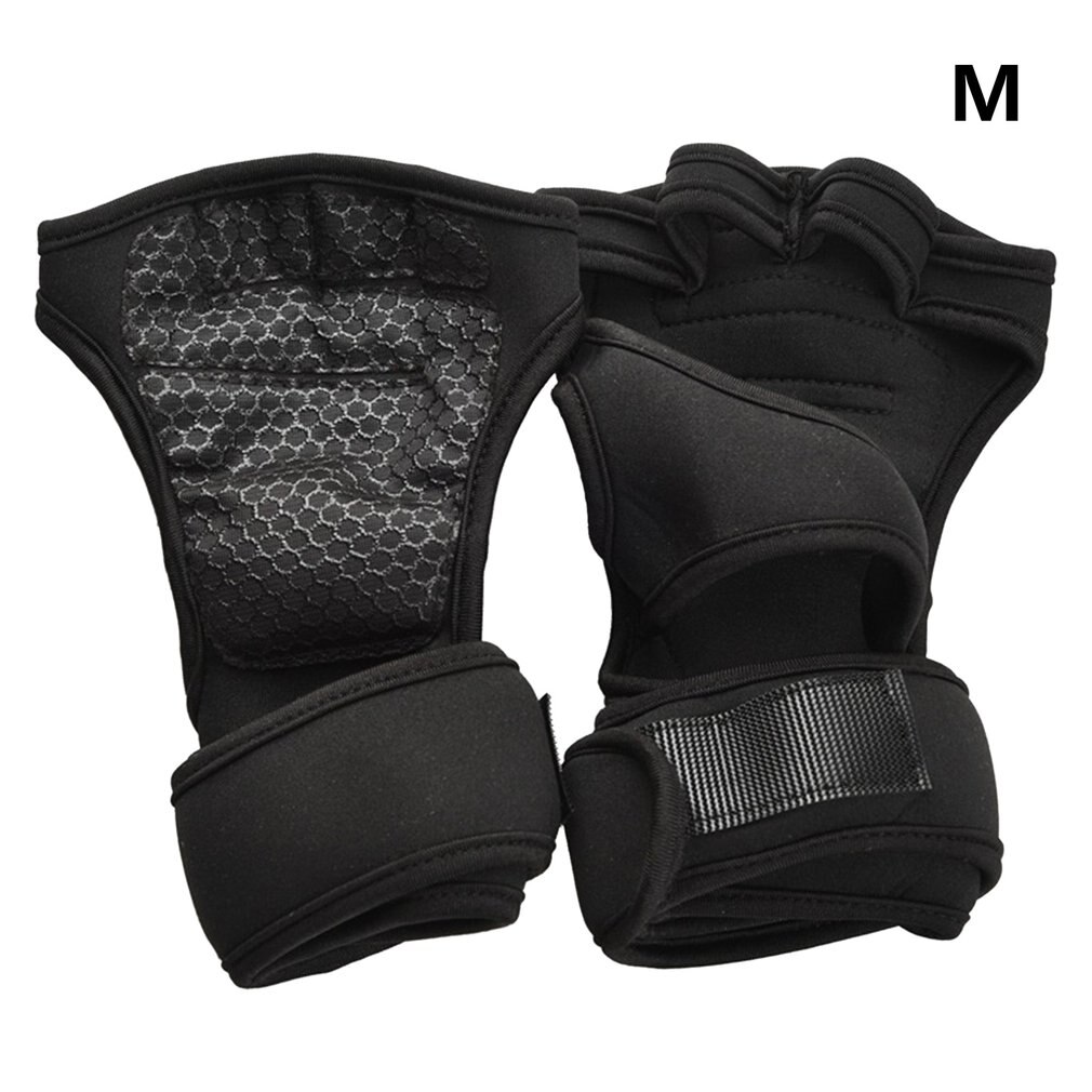 Weight Lifting Training Gloves For Women Men Fitness Sports Body Building Gymnastics Grips Gymnastics Hand Wrist ProtectorGloves: B-black M