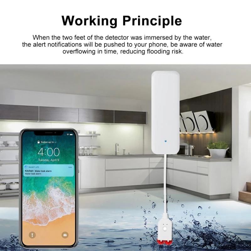 Wifi Water Level Sensor Smart Home Leakage Sensor APP Control Alarm System Tank Detector Smart Life Security Overflow Protection