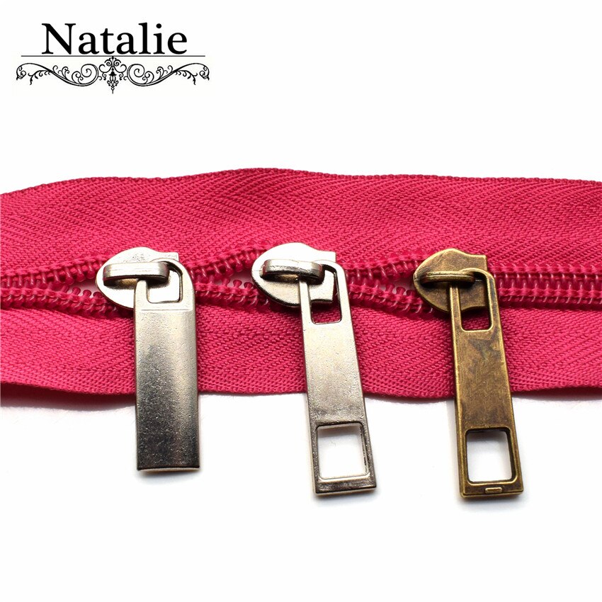 10 Uds. 5 # tirador de cremallera Aleación de Zinc Metal deslizadores sin bloqueo accesorios de ropa para reparación de cremallera para coser