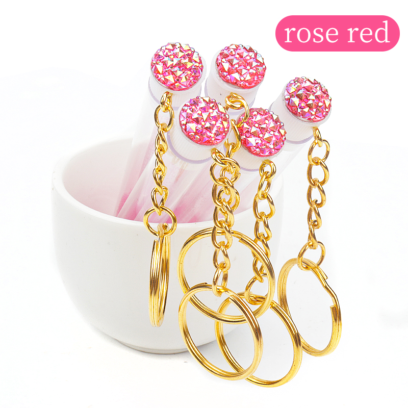 20/50/100 Stuks Buis Lash Borstel Met Gouden Sleutelhanger Strass Mascara Wand Applicator Microbrush Voor Wimperverlenging wenkbrauw Kam: GRIJS / Badger