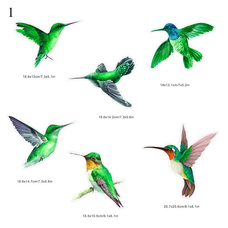 6/8pcs Hummingbird Sticker Glass Decal Electrostatic Glass Film Anti-Collision Window Cling Non Adhesive Window Decor Decals: 1