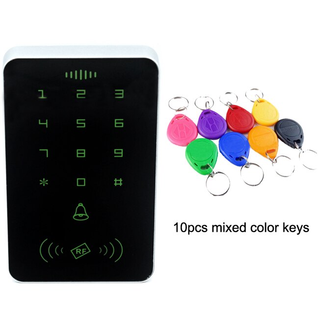 125khz RFID Proximity Card Digital Keypad Access Control System Door Lock Controller RFID/EM Keypad access card reader no light: AC and 10 color Key