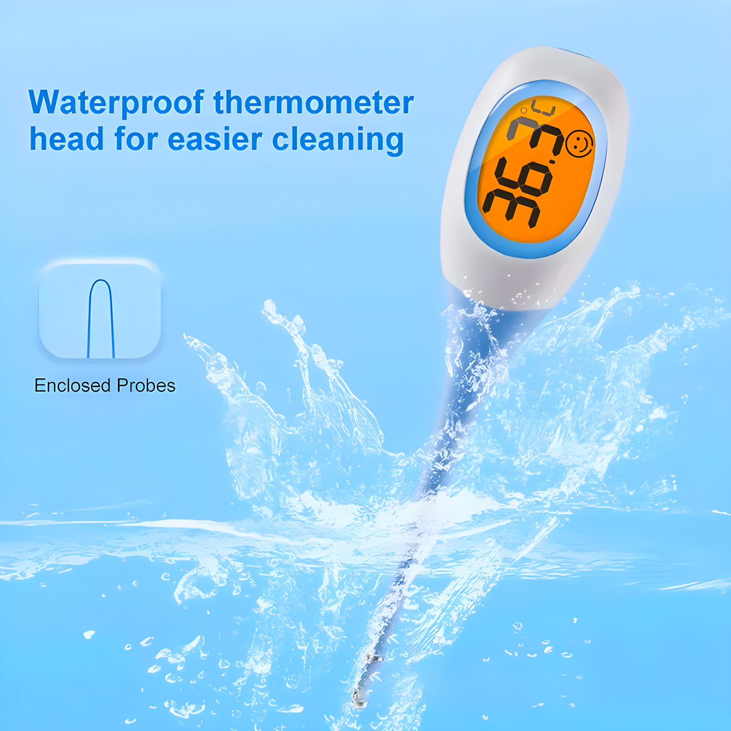 Digital Electronic Thermometer Celsius Fahrenheit Soft Head Oral Body Temperature Outlet Thermometer for Children Adult