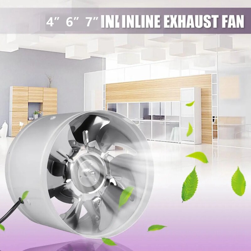 220V Inline Duct Fan Booster Exhaust Blower Air Cooling Vent White