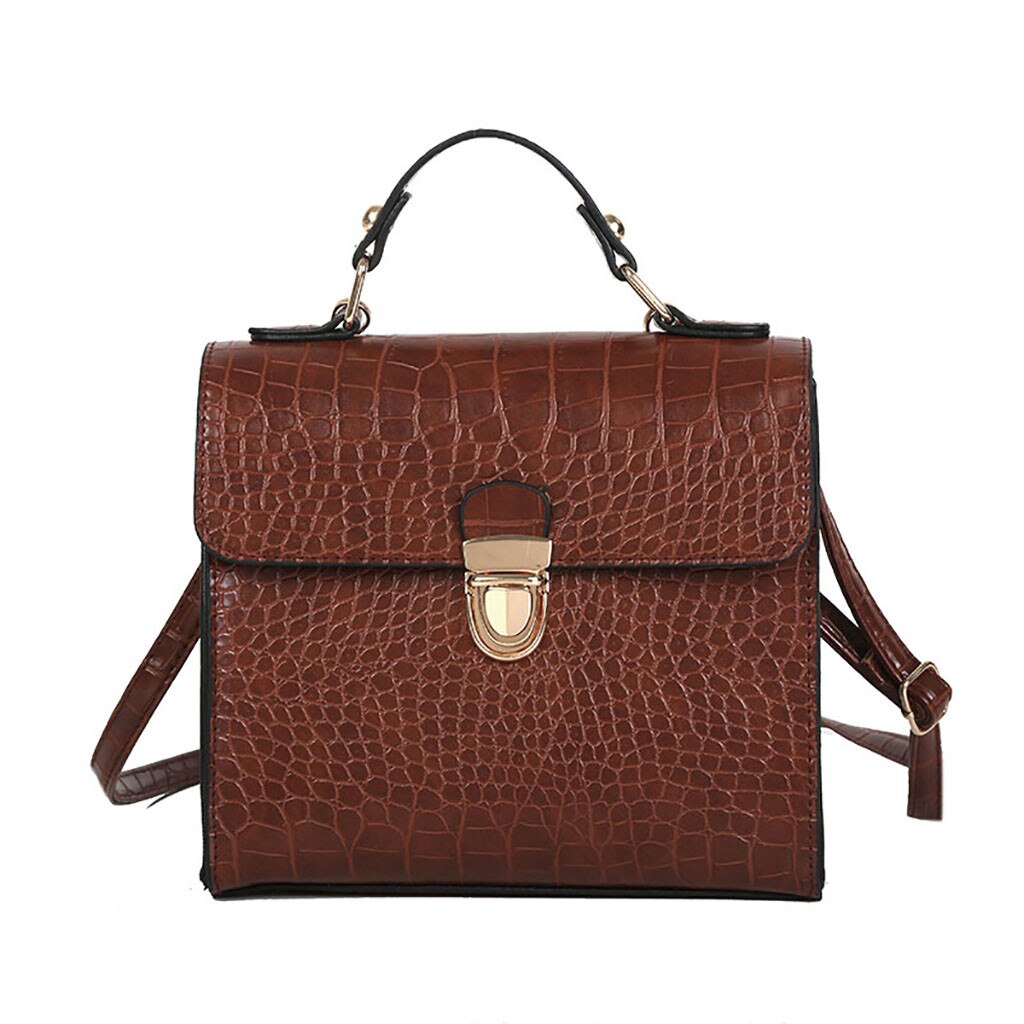 Women Vintage Crocodile Pattern Bag Wild crossbody bags for womenShoulder Bag Messenger Bag bolso mujer #j4s: Brown