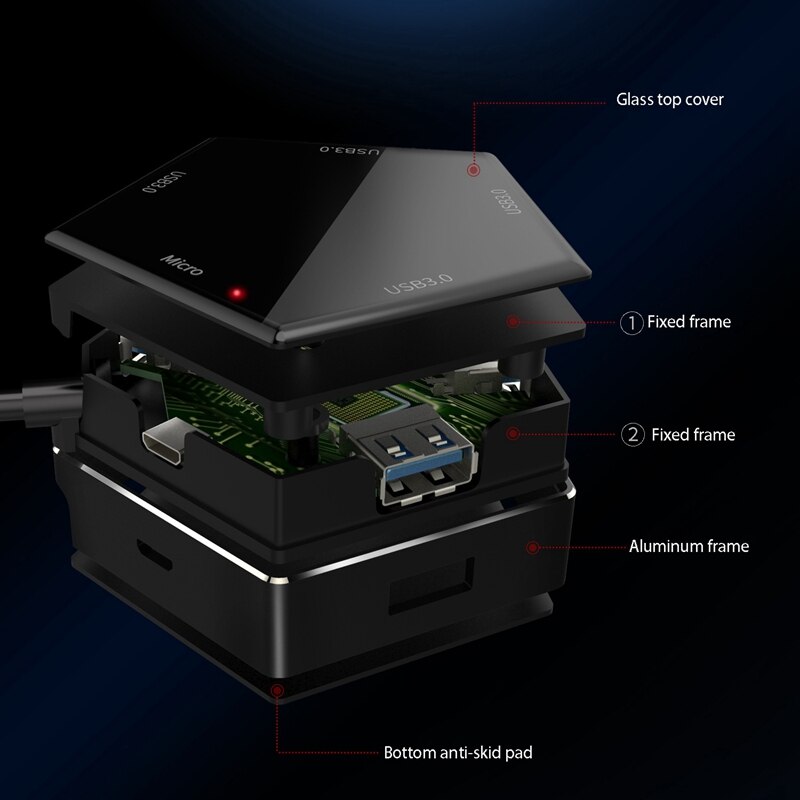 Hub USB con 4 puertos USB 3,0 para, Mac Pro, PC, unidad Flash, HDD móvil y más