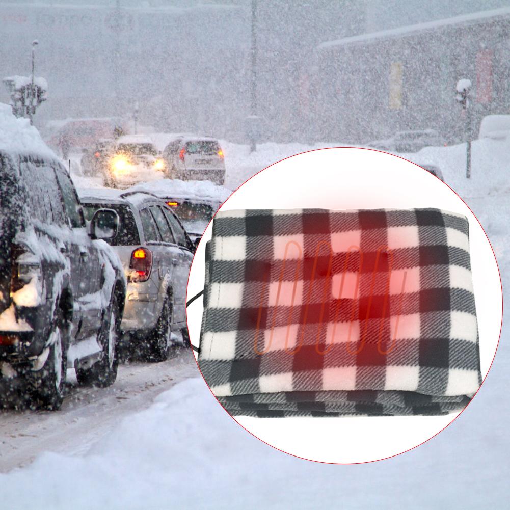 145 x 100cm rød sort gitter energibesparende varm 12v w bil opvarmning tæppe vinter bil elektrisk tæppe til bil rv autocamper