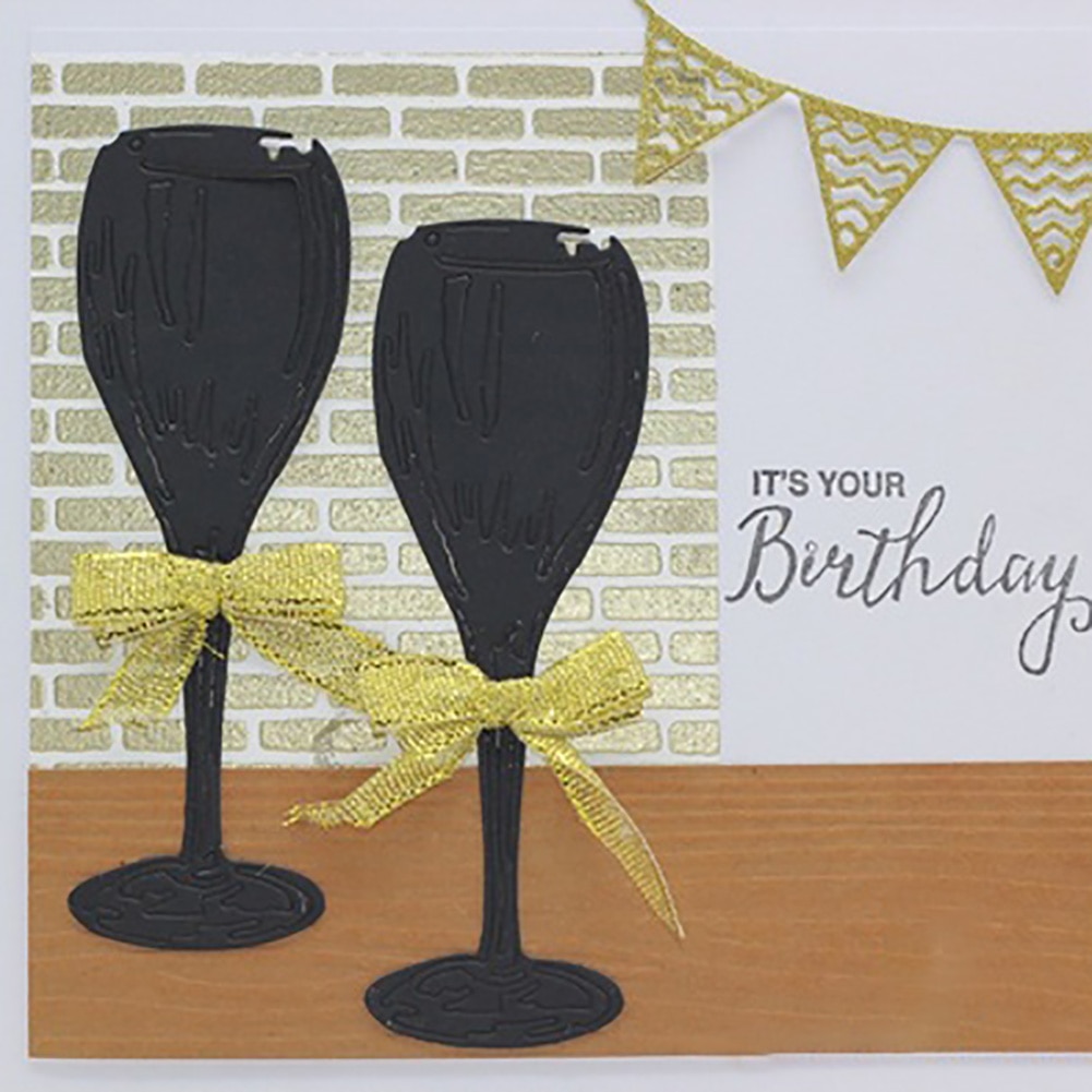 1 Set of Durable Wine Glass Metal Cutting Dies DIY Scrapbooking Embossing Paper Cards Stencil