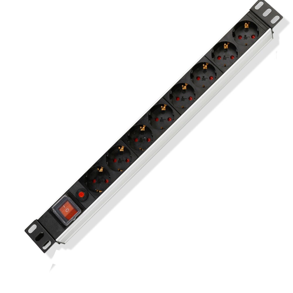 Pdu Power Strip Netwerk Kast Rek Stopcontact 1U Aluminium 4 Way Eu Outlets Overbelasting Schakelaar 2M verlengsnoer