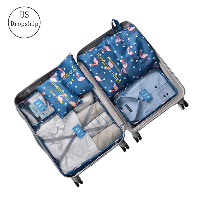 7 pçs/set organizador de viagem roupas kit acabamento partição portátil bolsa saco cosméticos sacos armazenamento acessórios viagem para casa