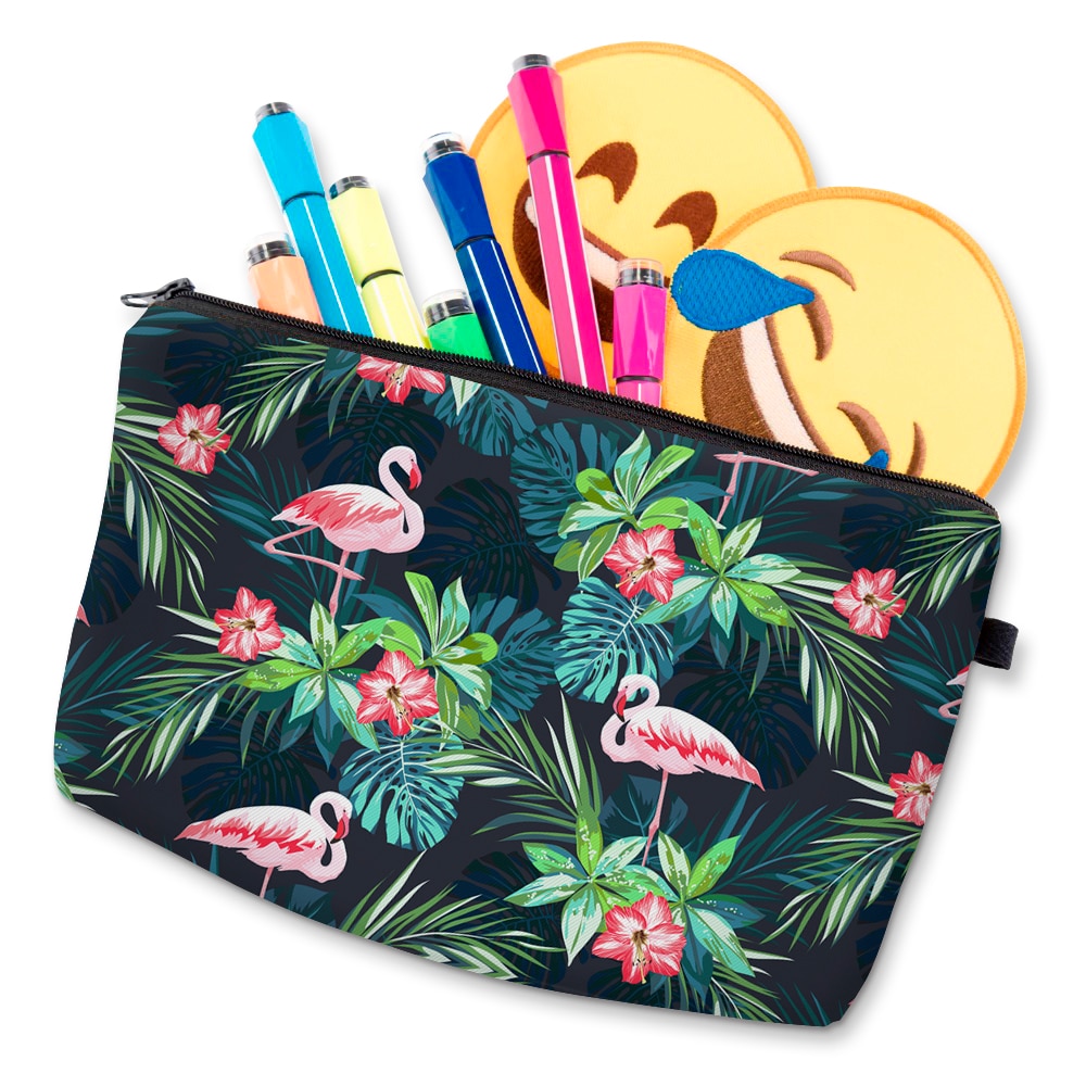 Deanfun femmes 3D imprimé sacs à cosmétiques Flamingo fleur voyage maquillage stockage avec fermeture à glissière 51303