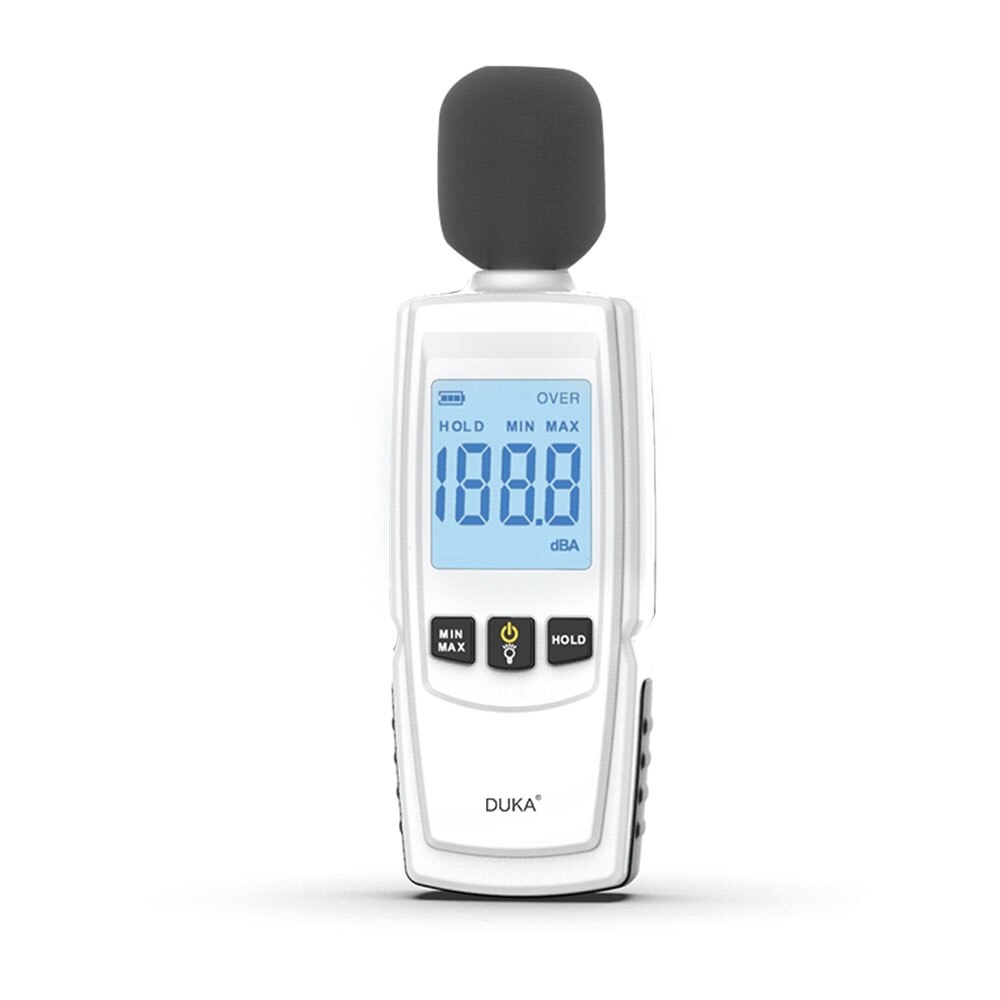 Duka Decibel Meter Digital Sound Level Reader Audio Noise Maatregel Apparaat Met Led Display Backlight Alarm Data Hold Functie