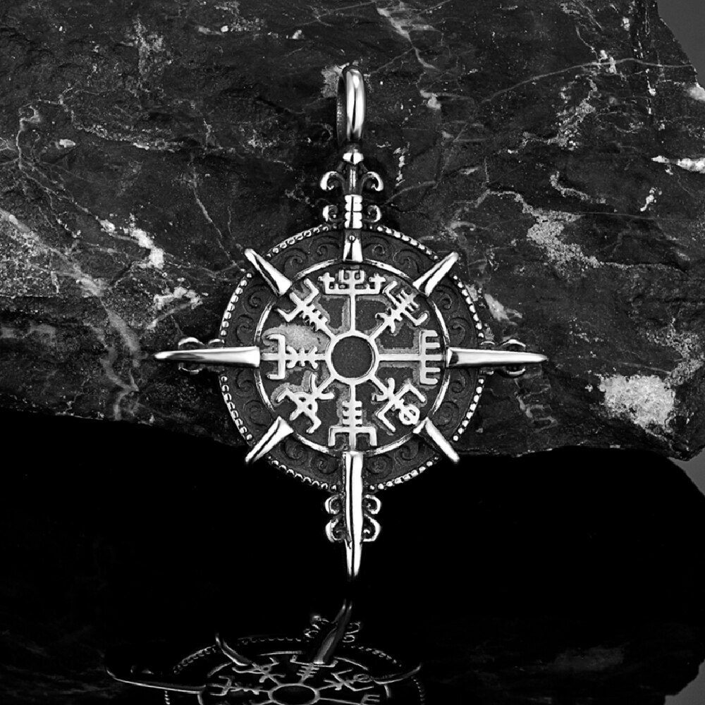 Collar con brújula vikinga de Color dorado Retro para hombre, amuleto de runas nórdicas de acero inoxidable antiguo, colgante Vegvisir Homme, joyería islandesa