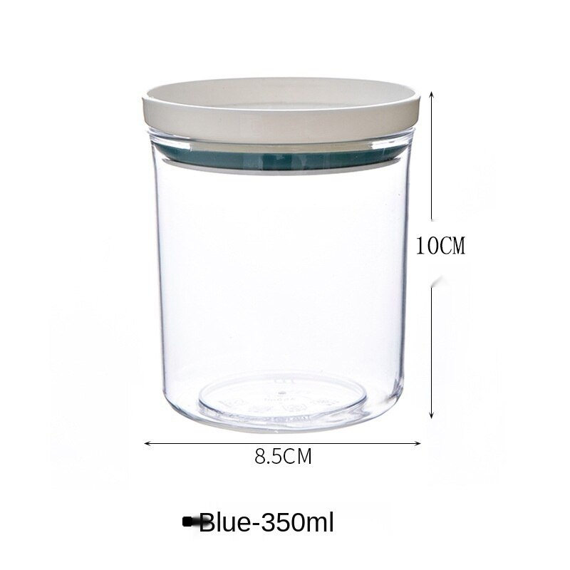 Sealed Cans Moisture-proof Storage Food-grade Grain Boxes Plastic Transparent Bottles Rice Container Smell Proof Kitchen Jars: Blue circle 350ml