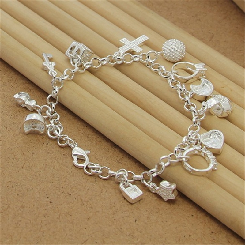 925 Sterling Zilveren Armband Met Meerdere Hanger Zirkoon Armbanden Voor Vrouwen Party Charm Jewelry