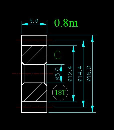 /0.8m 18T Hole 3mm 4mm 5mm 6mm/width 8mm For Meat Grinder Parts etc.