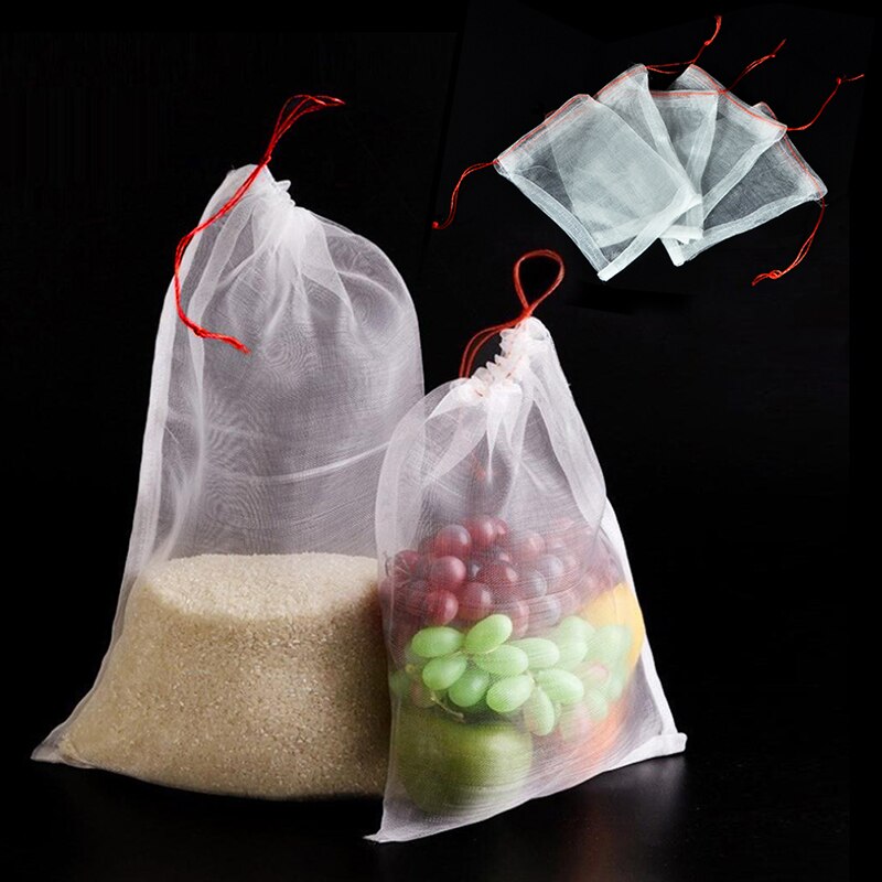 Drawstring Reusable Protection Bag For Seeds Soaking Germination Fruit Mesh Bags Garden Vegetables Nylon