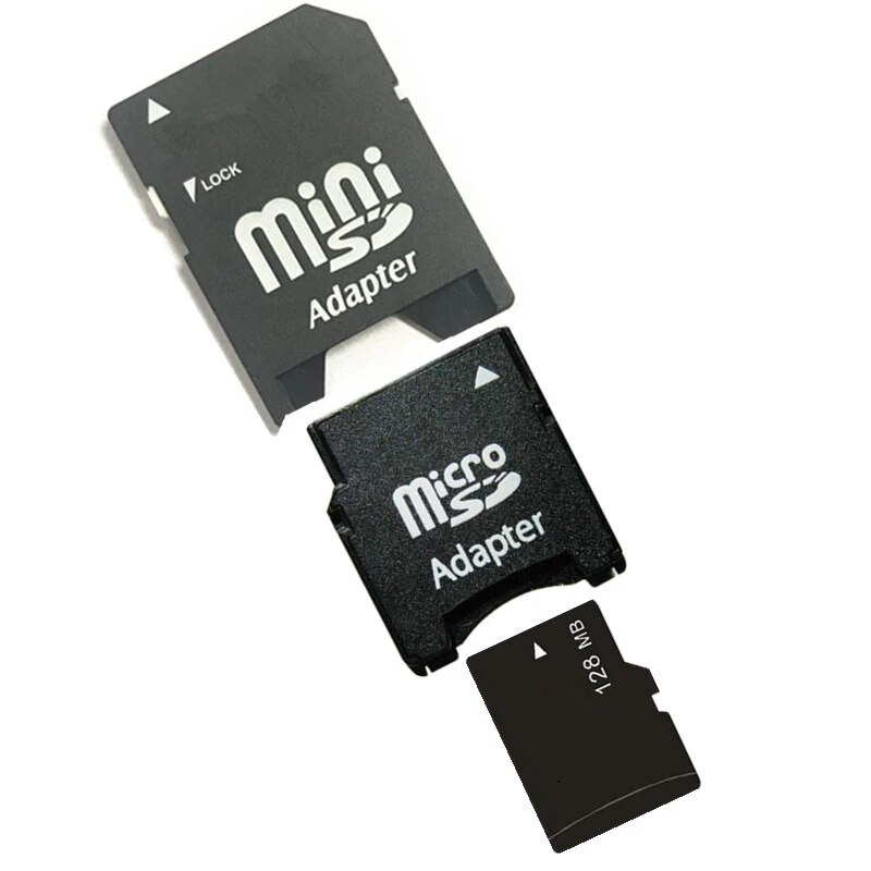 128Mb Tf Card Micro Sd-kaart + Tf Kaart Naar Minisd Card Adapter + Mini Sd-kaart Naar Sd card Adapter, 128Mb Mini Sd Kaart Voor Mobiele Telefoon
