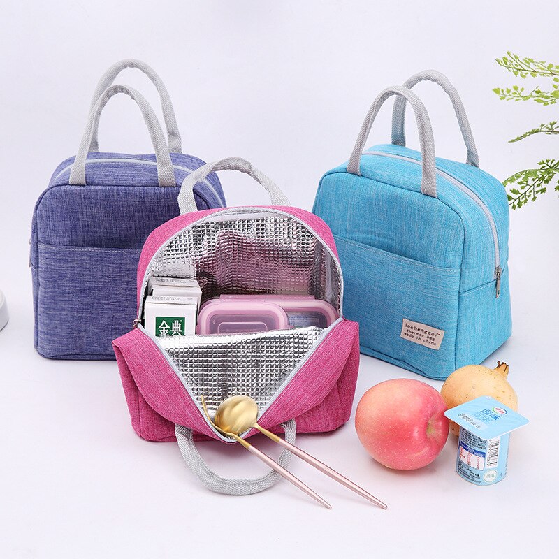 Cation Women Portable Lunch Bags Waterproof Zippe Student Bento Box Thermo Office School Picnic Cooler Handbag