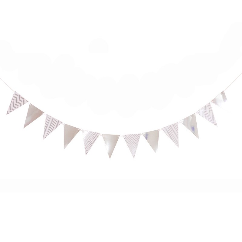 Diy gratulerer med dagen bunting bannere vimpel flamingo papir flagg baby shower bryllup bursdagsfest dekorasjon rekvisita kranser: Sølv