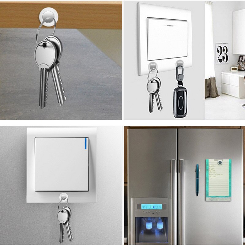 6 Stks/pak Eenvoudige Magnetische Haak Magneet Sleutel Sleutelhanger Ring Key Rekken Ingebouwde Sterke Magnetische Opslag Patch geïnstalleerd