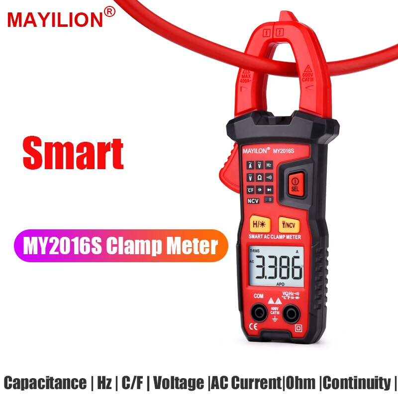 Digital clamp meter 600a digitale multimetre ac dc ncv detektor intelligent tænger amperemeter voltmeter ture rms
