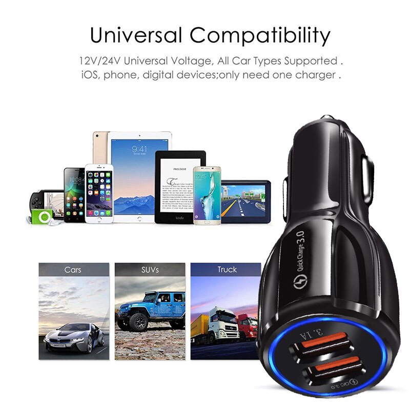 Gute 3,1 EINE 2 Hafen Auto USB Ladegerät Schnell Ladung 3,0 praktisch USB Ladegerät Schnelle Auto Ladegeräte für iphone ios Huawei Android Telefon