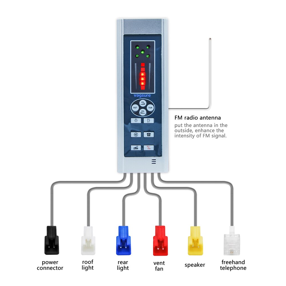 Vagsure 1Pcs Computer Control Panel Controller Digital Shower Speaker Freehand FM Radio Fan Shower Room Cabin accessories