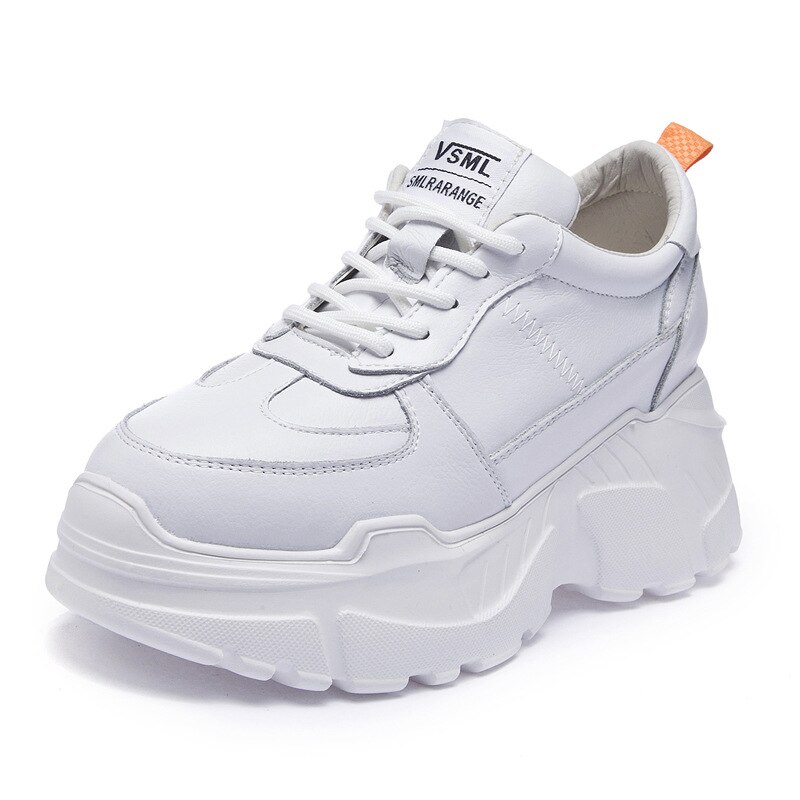 Women's spring Korean casual wild thick-soled running shoes leather women sneakers women ZZ-228: white / 7