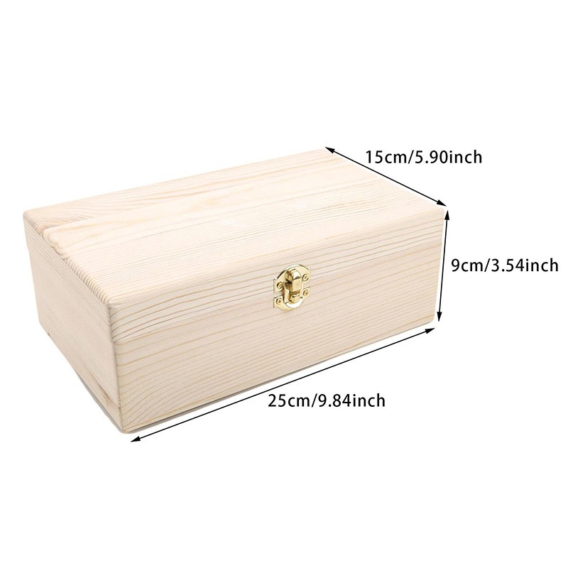 Thuis Opbergdoos Natuurlijk Houten Met Deksel Gouden Slot Briefkaart Organizer Handgemaakte Ambachtelijke Sieraden Case Houten Doos Kist NIEUW: Default Title