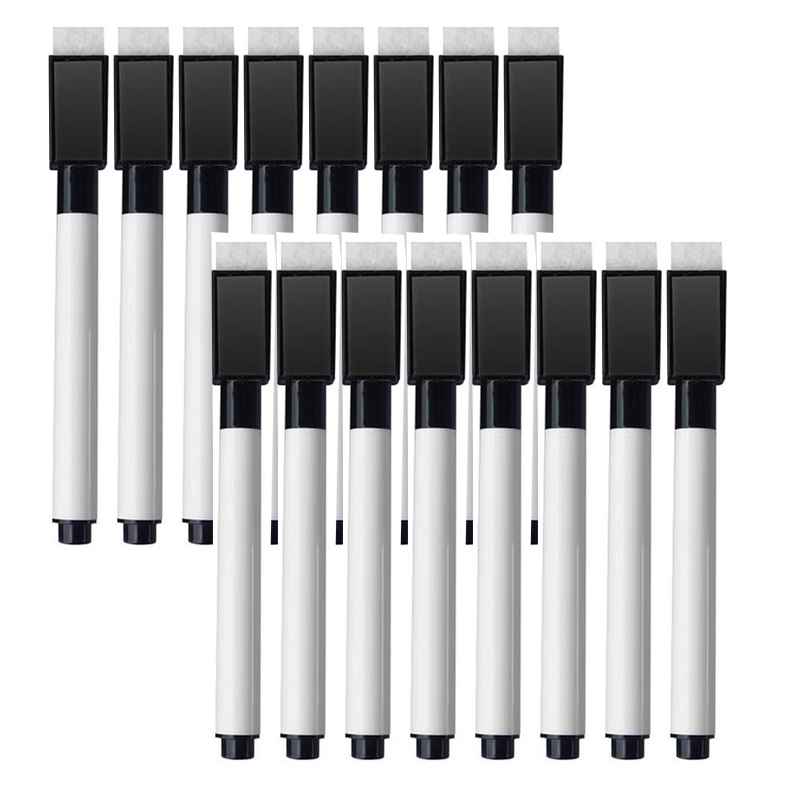 16 stuks 8 kleuren kinderwhiteboardpen leraren en studenten magnetisch absorbeerbaar whiteboard kleurrijke grote capaciteit borstel: YELLOW