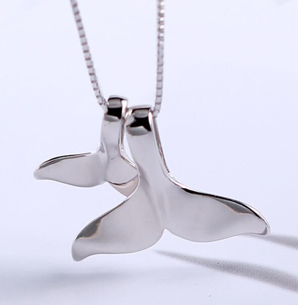 Plata de Ley 925 colgante de cola de ballena Collar para las mujeres Delfín de cola de pescado de Gargantilla de plata collares, joyas de accesorio: whole necklace