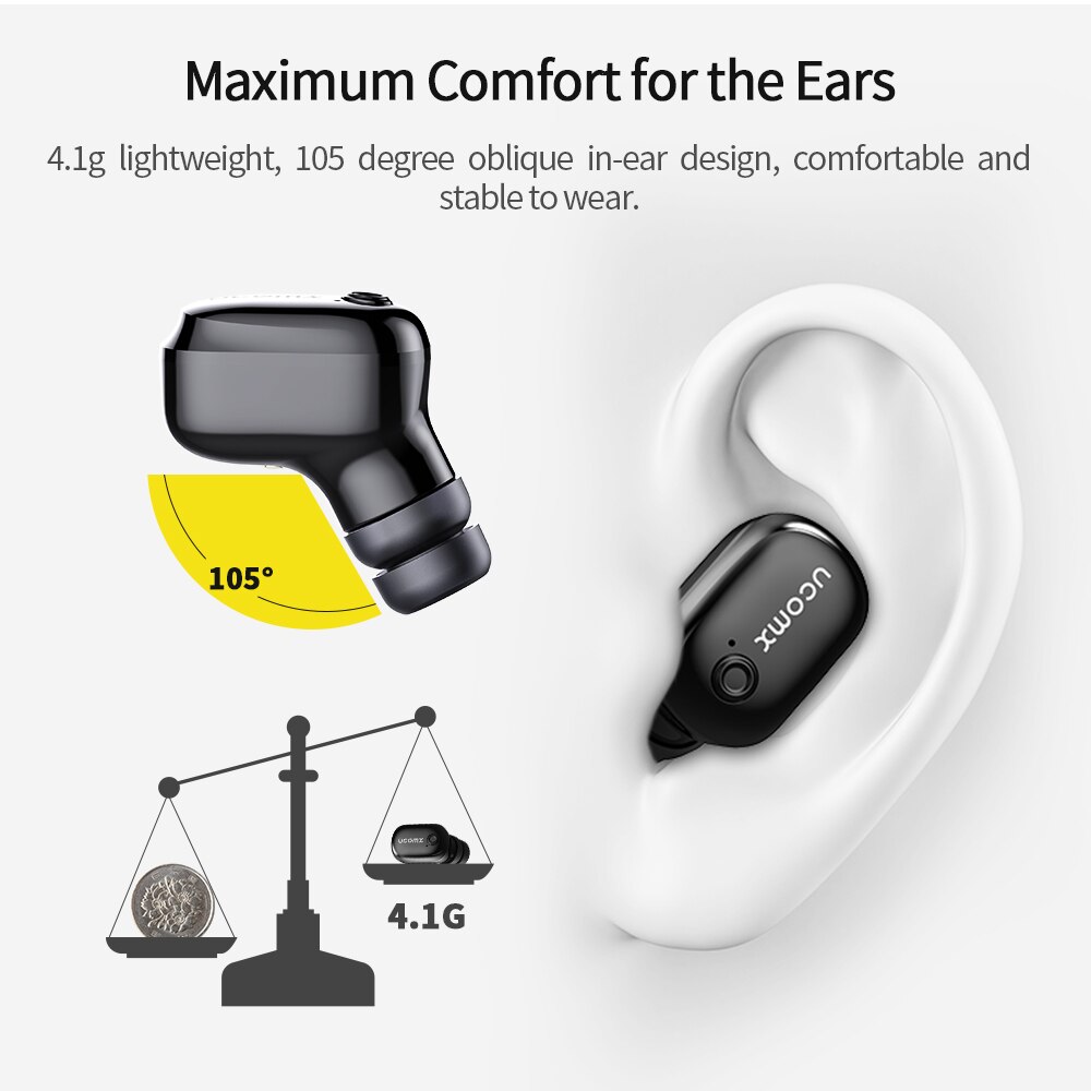 UCOMX U6H Pro Bluetooth Oortelefoon 5.0 Echte Draadloze Stereo Oordopjes met 2000mAh Opladen Case Oortelefoon voor iPhone Samsuung Xiaomi