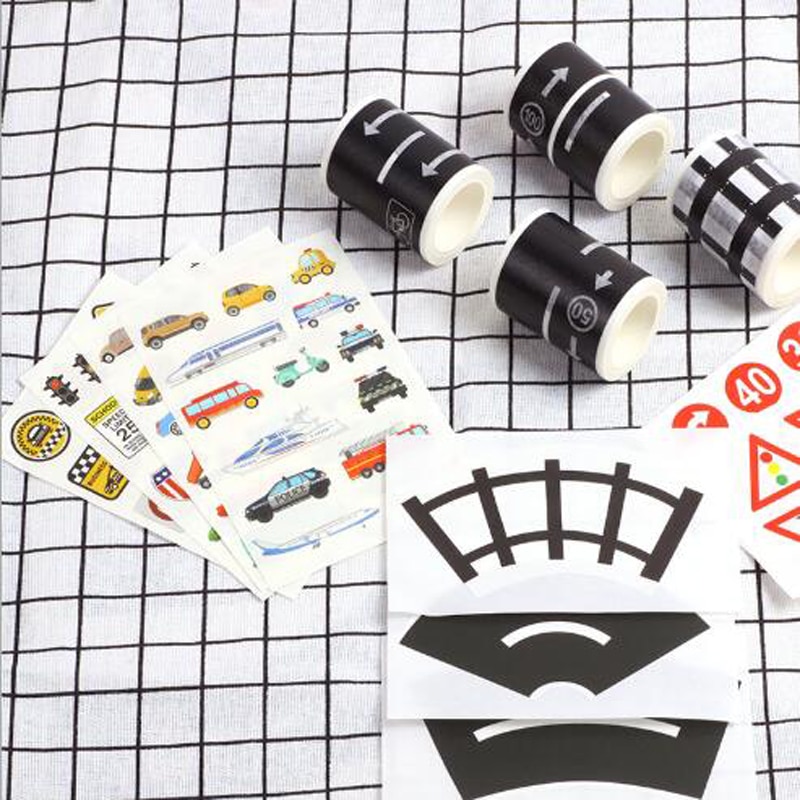 Traffic Railway Road Washi Tape Adhesive Tape DIY Scrapbooking Sticker Label Craft Masking Tape For Kids Toy Car Play