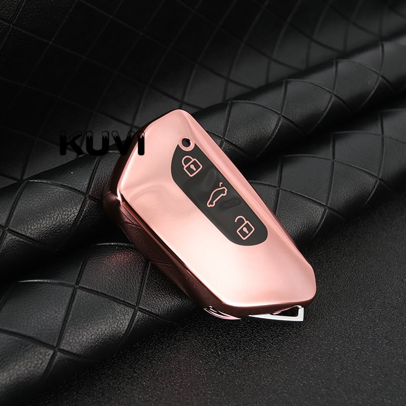 Blød tpu bil fjernbetjening nøgle cover til vw volkswagen golf 8 mk8 skoda octavia 3 knap smart key protecto shell tilbehør: Lyserød