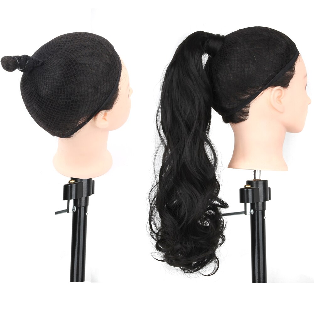 Lange Golvende Wrap Paardenstaart Hair 24 Inch Synthetisch Clip In Haarstukken Binding Paardenstaart Extensions Voor Vrouwen Meisjes