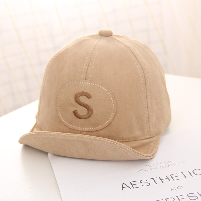 Gorra de béisbol bordada con letras A para niño y niña, sombrero de Sol de mezclilla para exteriores, Snapback de bebé, sombreros de Hip-Hop de 6-24 meses, 46-50cm: Beige