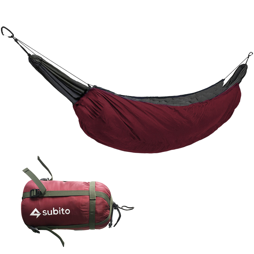 Bærbar hængekøje underquilt hængekøje termisk under tæppe hængekøje isoleringstilbehør outddor camping sovepose til camping: Burgunder