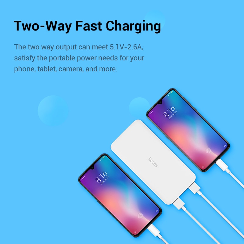 Nuovo Xiaomi Redmi Accumulatori e caricabatterie di riserva 20000mAh di Potere del Caricatore Portatile di Alimentazione Dual USB USB-C A due vie di Ricarica Rapida Della Batteria Esterna