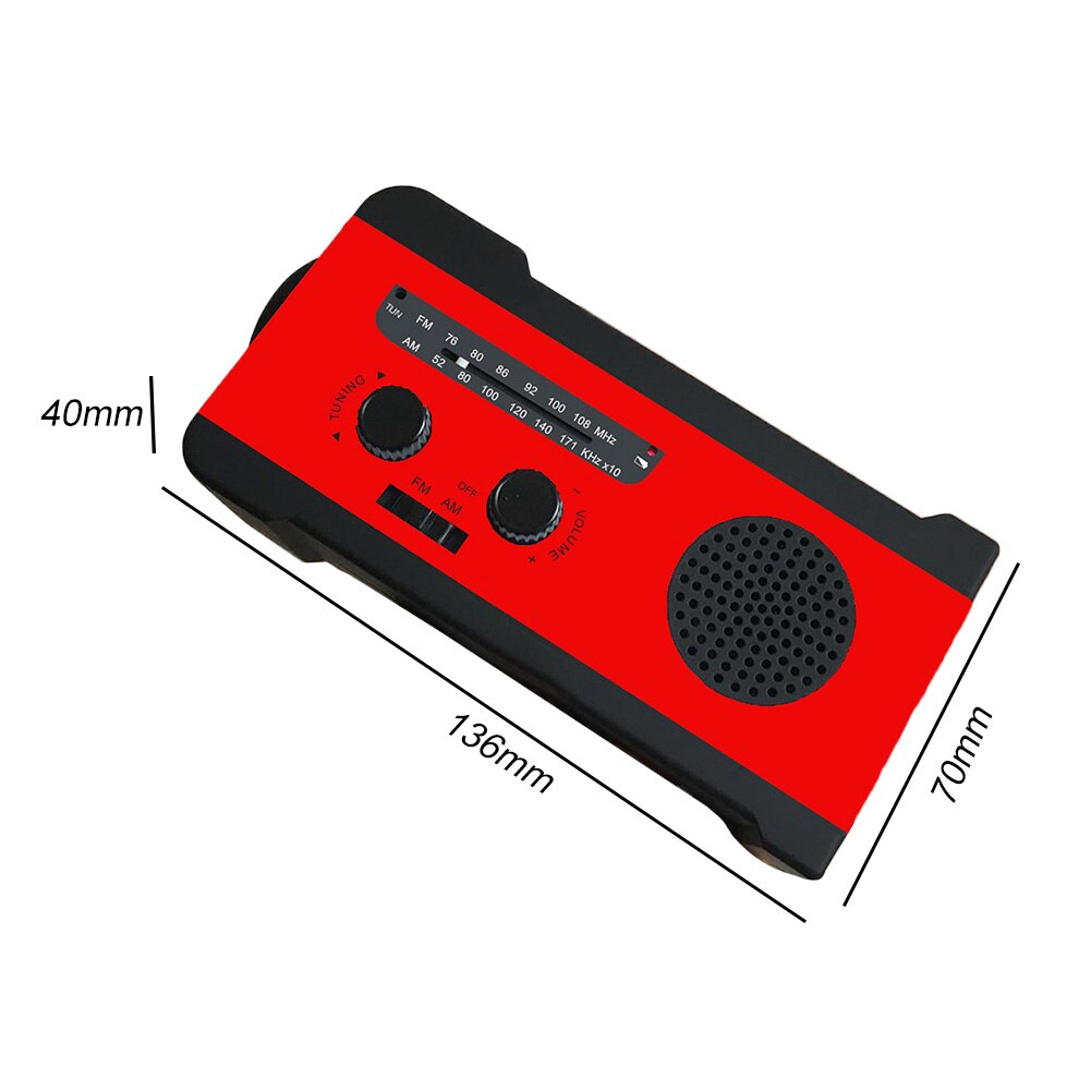 Multifunctional Hand radio Solar Crank Dynamo Powered AM/FM/NOAA Weather Radio Use Emergency LED Flashlight and Power Bank: D 02