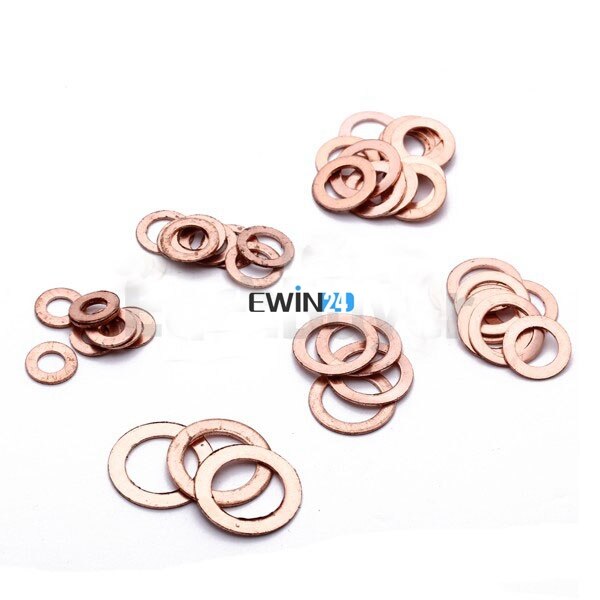 110 x copper washer/ brass washer Flat Washer lock washer Ring Assortment Kit 6 Sizes with Box