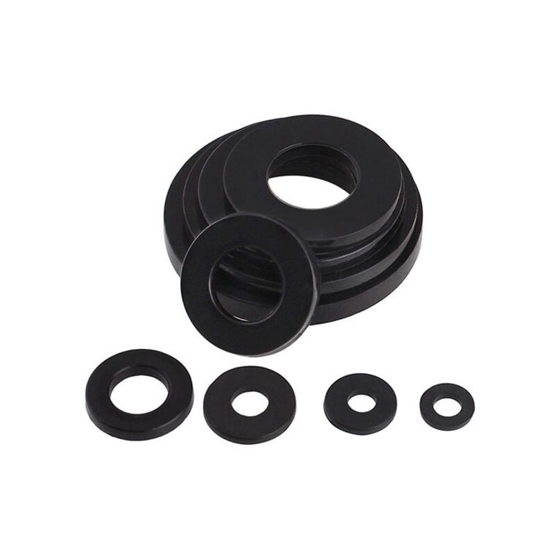 600 stk sort nylon gummi fladskive sortiment kit til  m2 m2.5 m3 m4 m5 m6 m8 m10 m12 almindelige reparations skive møbler pakning kit