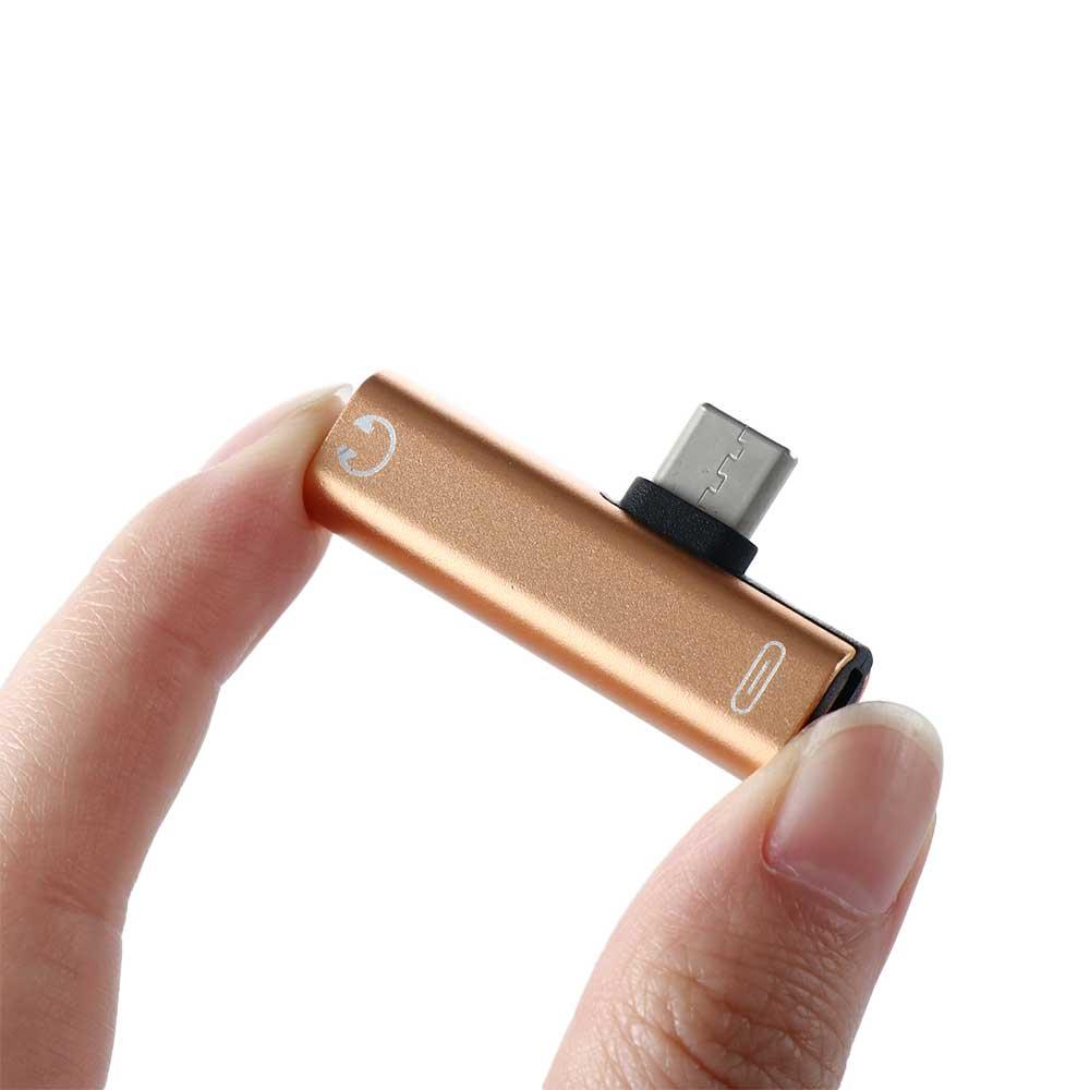 Mini 2 In 1 Usb Type C Adapter 3.5Mm Jack Audio Hoofdtelefoon Adapter USB-C Opladen Adapter Voor Mobiele Telefoon