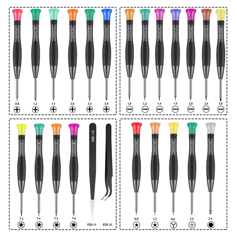 24 Pcs Precision Magnetic Screwdriver Set with Flathead /Star Screwdrivers for Repairing Eyeglass Phone Watch Computer